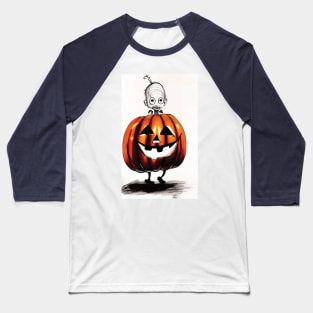 Halloween Scary Evil Pumpkin Funny Pumpkin Head Baseball T-Shirt